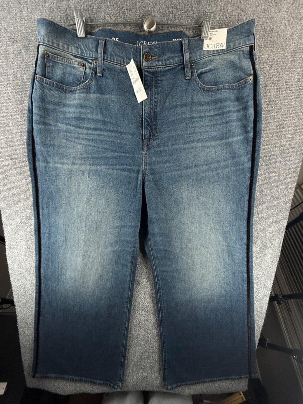 NWT J. Crew Denim Trouser Size 35 High Rise Semi Stretch Blue Women ACTL 39X31